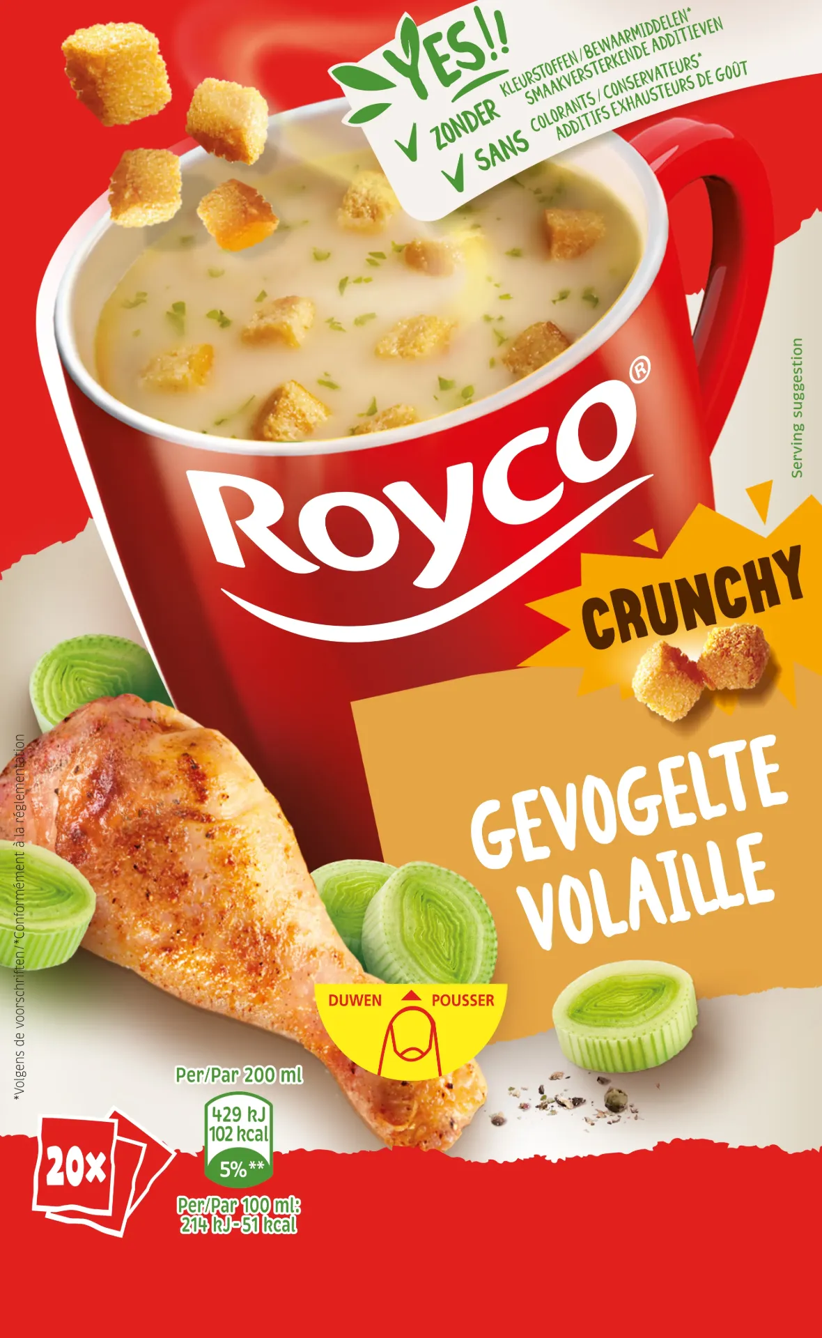 [GF007] ROYCO CRUNCHY GEVOGELTE 20 ZAKKEN